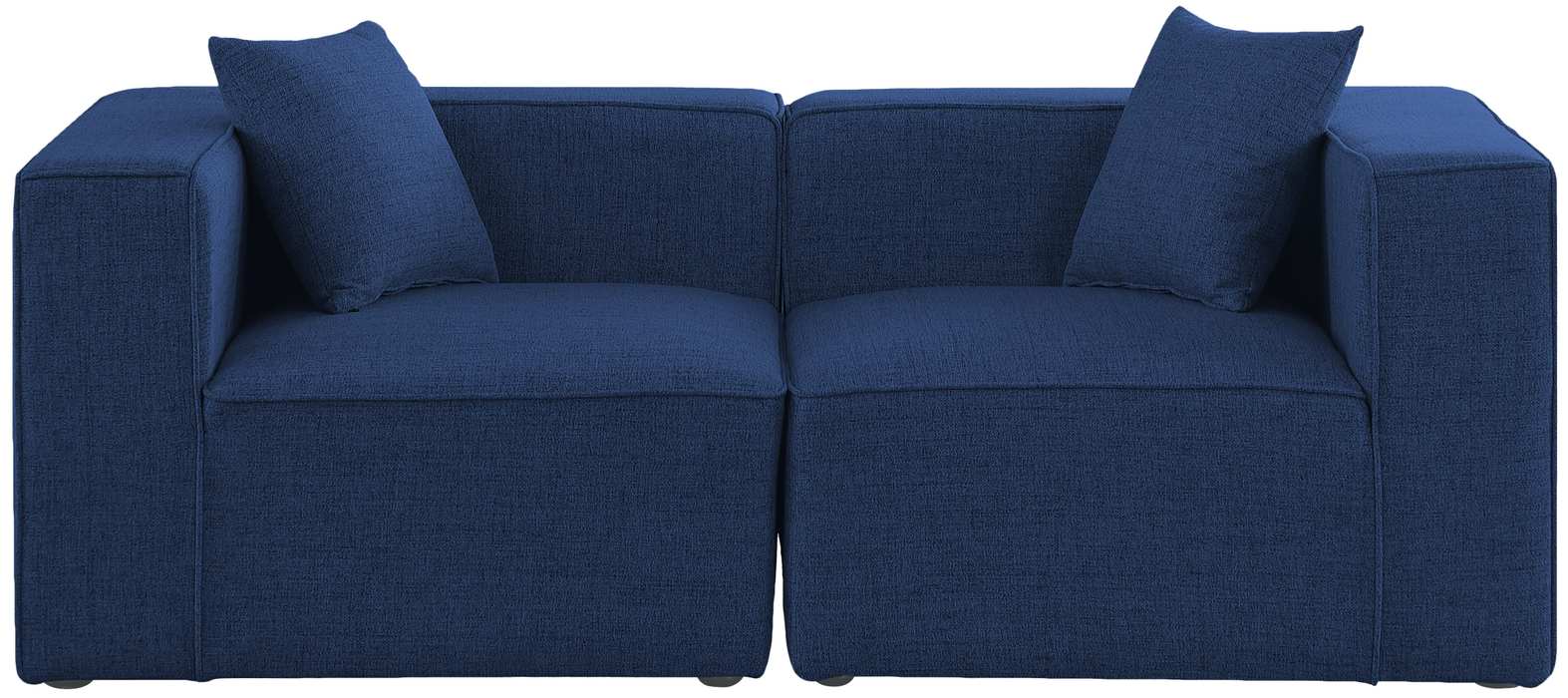 Meridian Furniture - Cube 72" Navy Fabric Upholstered 2pc. Sofa - 630Navy-S72B - GreatFurnitureDeal