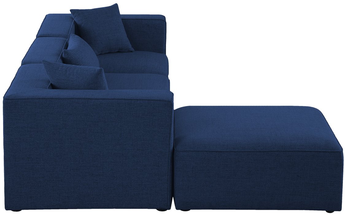 Meridian Furniture - Cube 108" Navy Fabric Upholstered 4pc. Sectional - 630Navy-Sec4A - GreatFurnitureDeal