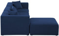 Meridian Furniture - Cube 108" Navy Fabric Upholstered 4pc. Sectional - 630Navy-Sec4A - GreatFurnitureDeal