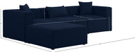 Meridian Furniture - Cube 108" Navy Fabric Upholstered 4pc. Sectional - 630Navy-Sec4A - GreatFurnitureDeal