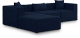 Meridian Furniture - Cube 108" Navy Fabric Upholstered 4pc. Sectional - 630Navy-Sec4A - GreatFurnitureDeal