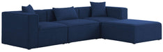 Meridian Furniture - Cube 108" Navy Fabric Upholstered 4pc. Sectional - 630Navy-Sec4A - GreatFurnitureDeal