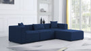 Meridian Furniture - Cube 108" Navy Fabric Upholstered 4pc. Sectional - 630Navy-Sec4A - GreatFurnitureDeal