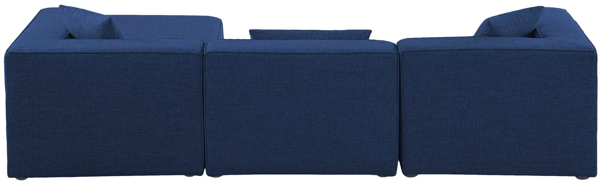 Meridian Furniture - Cube 108" Navy Fabric Upholstered 4pc. Sectional - 630Navy-Sec4A - GreatFurnitureDeal