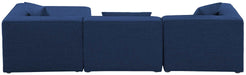 Meridian Furniture - Cube 108" Navy Fabric Upholstered 4pc. Sectional - 630Navy-Sec4A - GreatFurnitureDeal