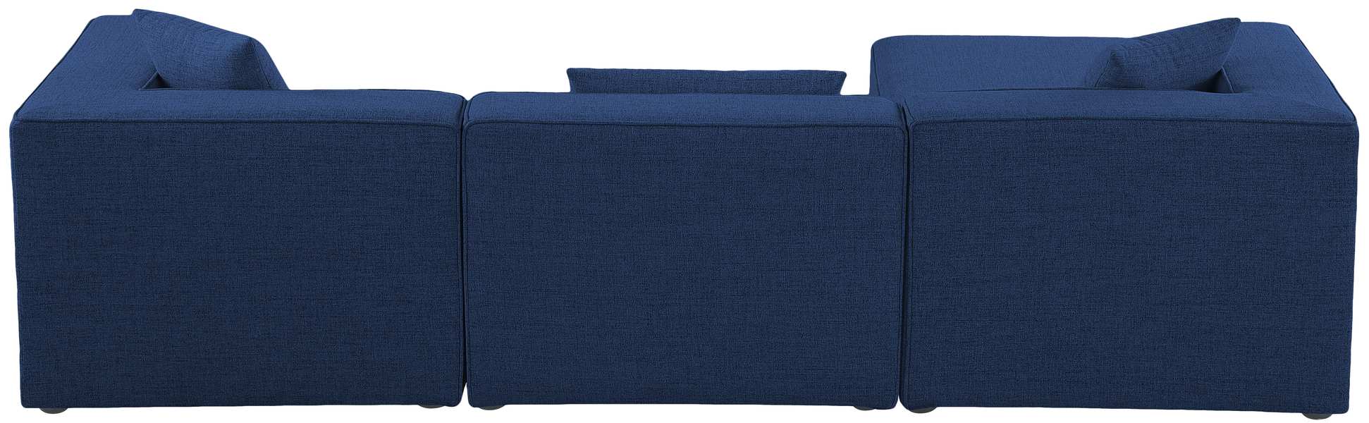 Meridian Furniture - Cube 108" Navy Fabric Upholstered 4pc. Sectional - 630Navy-Sec4A - GreatFurnitureDeal