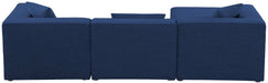 Meridian Furniture - Cube 108" Navy Fabric Upholstered 4pc. Sectional - 630Navy-Sec4A - GreatFurnitureDeal