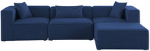 Meridian Furniture - Cube 108" Navy Fabric Upholstered 4pc. Sectional - 630Navy-Sec4A - GreatFurnitureDeal