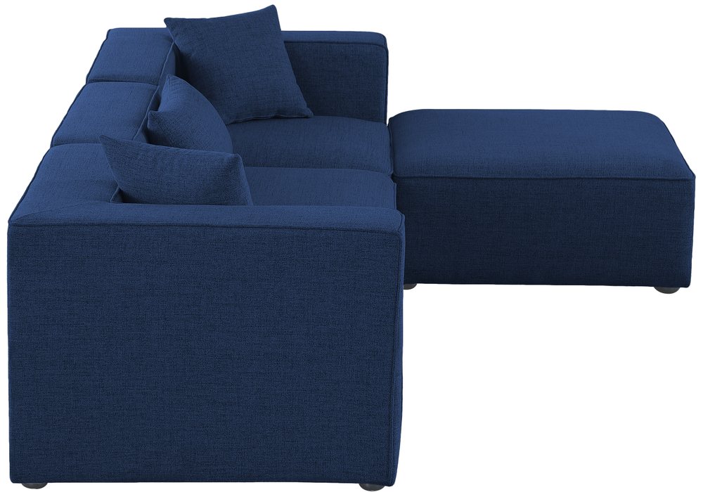 Meridian Furniture - Cube 108" Navy Fabric Upholstered 4pc. Sectional - 630Navy-Sec4A - GreatFurnitureDeal