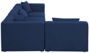 Meridian Furniture - Cube 108" Navy Fabric Upholstered 4pc. Sectional - 630Navy-Sec4B - GreatFurnitureDeal