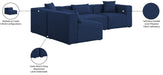 Meridian Furniture - Cube 108" Navy Fabric Upholstered 4pc. Sectional - 630Navy-Sec4B - GreatFurnitureDeal