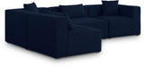 Meridian Furniture - Cube 108" Navy Fabric Upholstered 4pc. Sectional - 630Navy-Sec4B - GreatFurnitureDeal