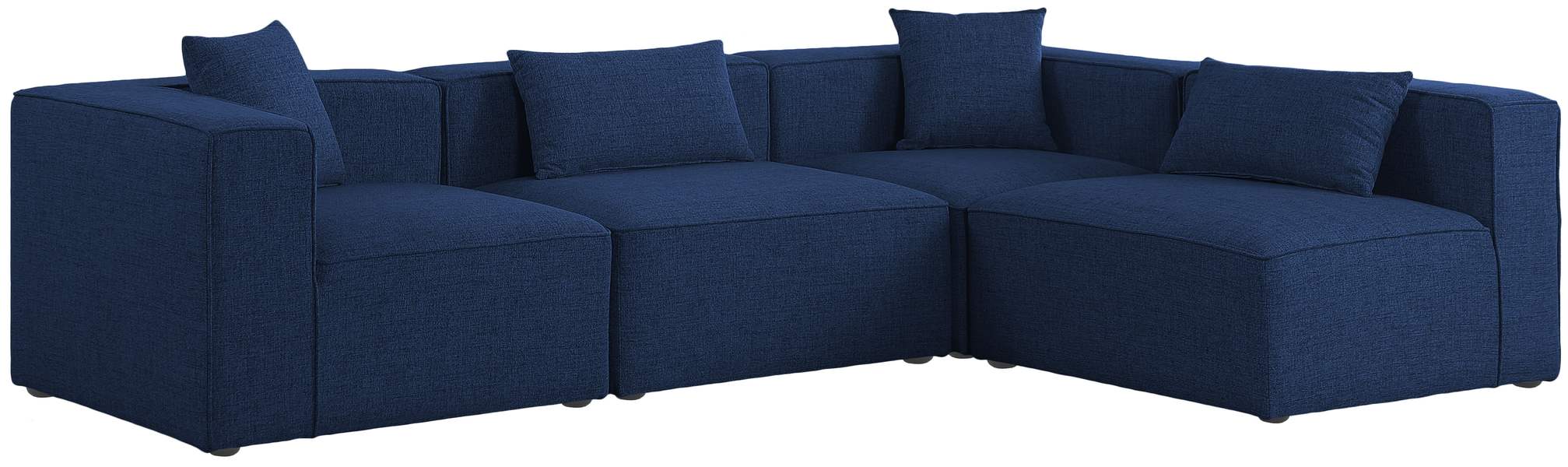 Meridian Furniture - Cube 108" Navy Fabric Upholstered 4pc. Sectional - 630Navy-Sec4B - GreatFurnitureDeal