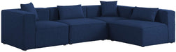 Meridian Furniture - Cube 108" Navy Fabric Upholstered 4pc. Sectional - 630Navy-Sec4B - GreatFurnitureDeal