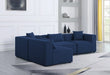 Meridian Furniture - Cube 108" Navy Fabric Upholstered 4pc. Sectional - 630Navy-Sec4B - GreatFurnitureDeal