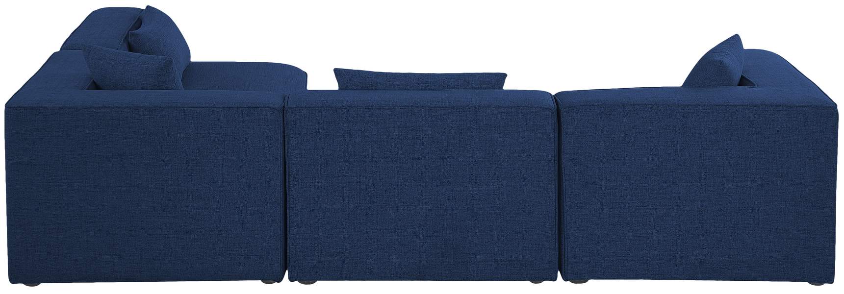 Meridian Furniture - Cube 108" Navy Fabric Upholstered 4pc. Sectional - 630Navy-Sec4B - GreatFurnitureDeal