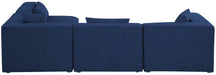 Meridian Furniture - Cube 108" Navy Fabric Upholstered 4pc. Sectional - 630Navy-Sec4B - GreatFurnitureDeal