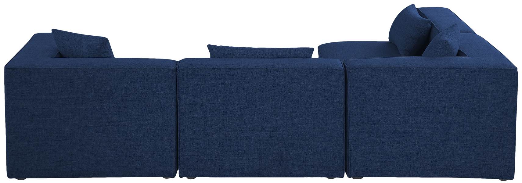 Meridian Furniture - Cube 108" Navy Fabric Upholstered 4pc. Sectional - 630Navy-Sec4B - GreatFurnitureDeal