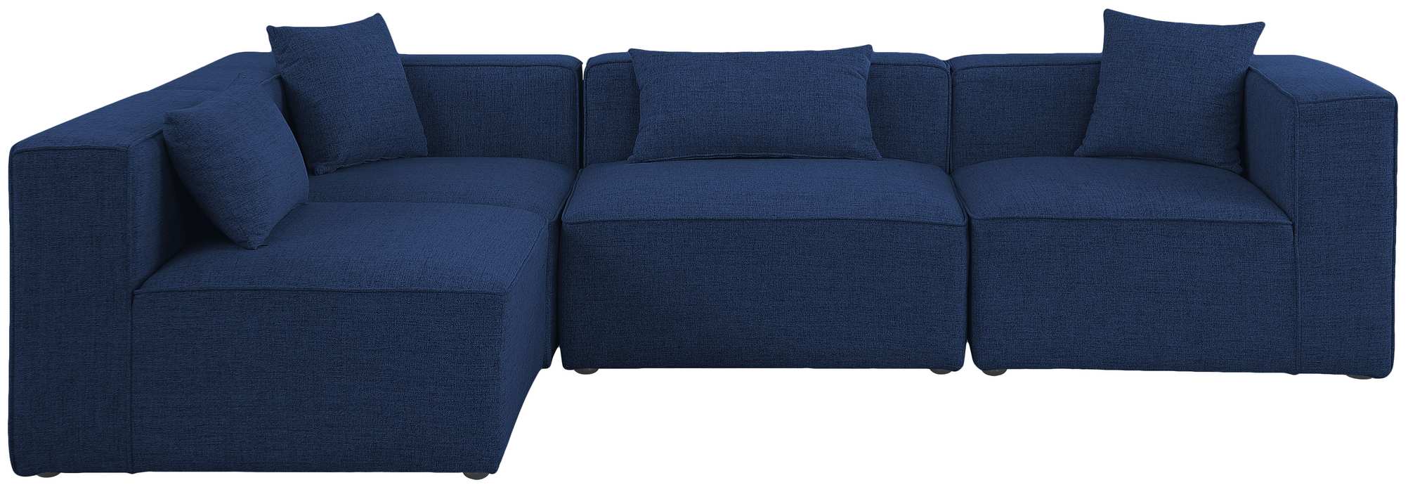 Meridian Furniture - Cube 108" Navy Fabric Upholstered 4pc. Sectional - 630Navy-Sec4B - GreatFurnitureDeal