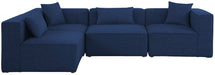 Meridian Furniture - Cube 108" Navy Fabric Upholstered 4pc. Sectional - 630Navy-Sec4B - GreatFurnitureDeal