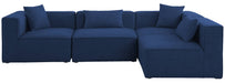 Meridian Furniture - Cube 108" Navy Fabric Upholstered 4pc. Sectional - 630Navy-Sec4B - GreatFurnitureDeal