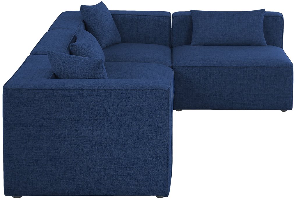 Meridian Furniture - Cube 108" Navy Fabric Upholstered 4pc. Sectional - 630Navy-Sec4B - GreatFurnitureDeal