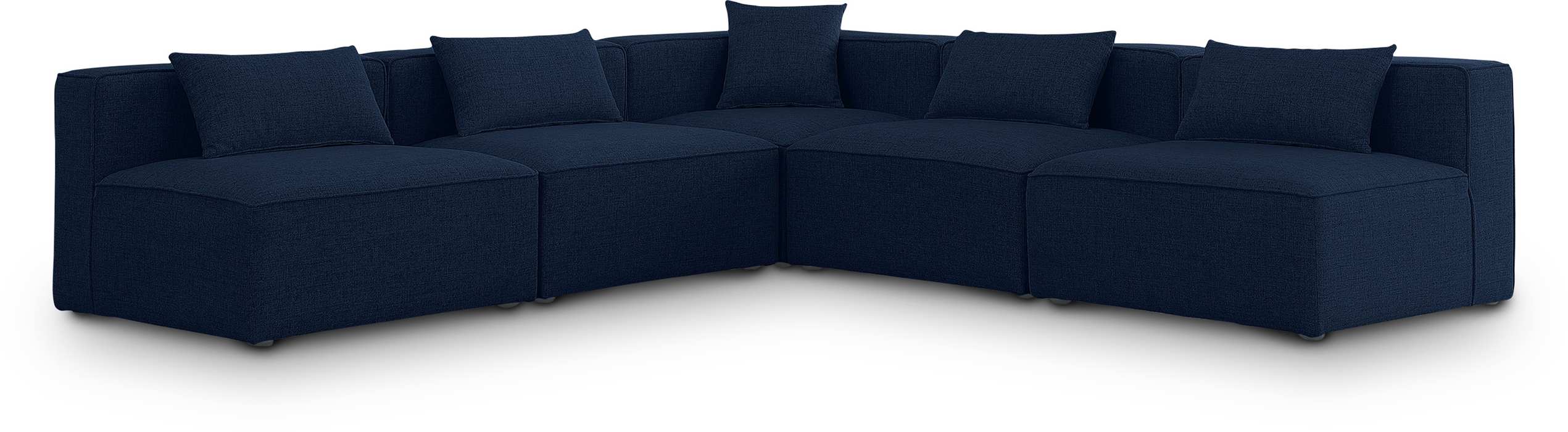 Meridian Furniture - Cube 108" Navy Fabric Upholstered 5pc. Sectional - 630Navy-Sec5B - GreatFurnitureDeal