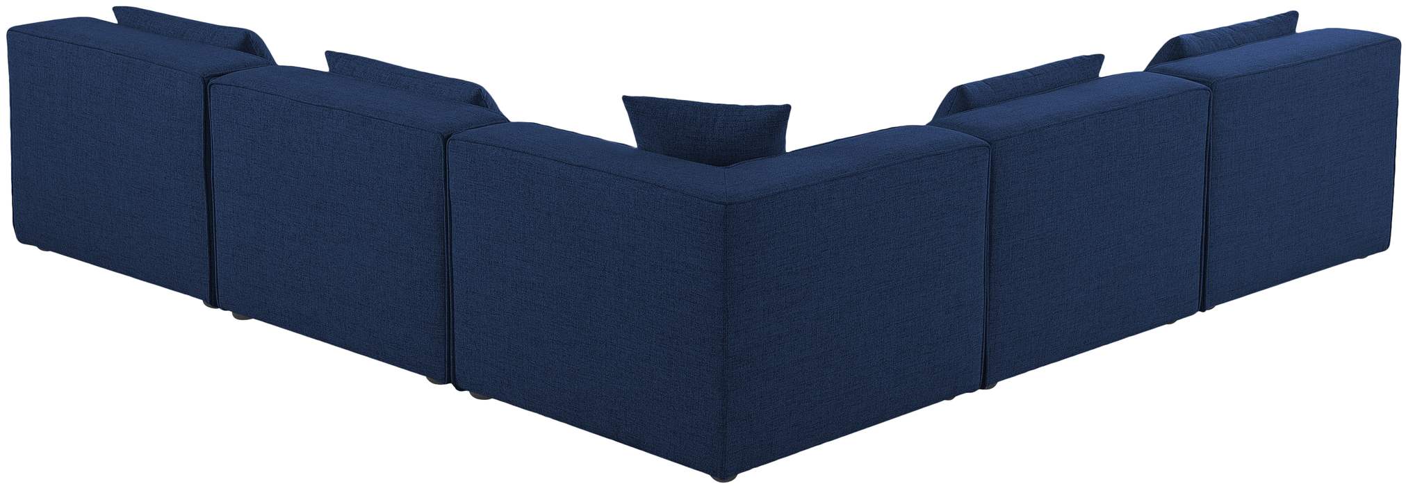 Meridian Furniture - Cube 108" Navy Fabric Upholstered 5pc. Sectional - 630Navy-Sec5B - GreatFurnitureDeal