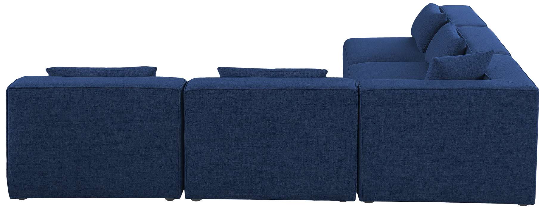 Meridian Furniture - Cube 108" Navy Fabric Upholstered 5pc. Sectional - 630Navy-Sec5B - GreatFurnitureDeal