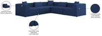 Meridian Furniture - Cube 108" Navy Fabric Upholstered 5pc. Sectional - 630Navy-Sec5C - GreatFurnitureDeal