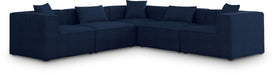 Meridian Furniture - Cube 108" Navy Fabric Upholstered 5pc. Sectional - 630Navy-Sec5C - GreatFurnitureDeal
