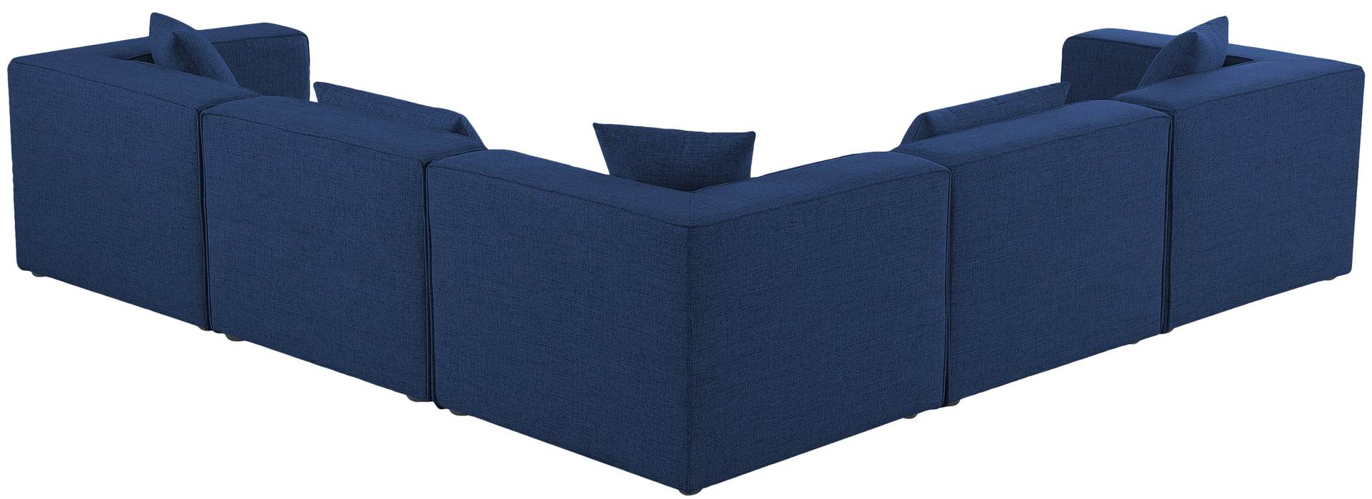 Meridian Furniture - Cube 108" Navy Fabric Upholstered 5pc. Sectional - 630Navy-Sec5C - GreatFurnitureDeal