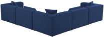 Meridian Furniture - Cube 108" Navy Fabric Upholstered 5pc. Sectional - 630Navy-Sec5C - GreatFurnitureDeal