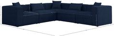 Meridian Furniture - Cube 108" Navy Fabric Upholstered 5pc. Sectional - 630Navy-Sec5C - GreatFurnitureDeal