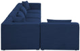 Meridian Furniture - Cube 144" Navy Fabric Upholstered 5pc. Sectional - 630Navy-Sec5D - GreatFurnitureDeal