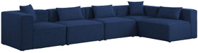 Meridian Furniture - Cube 144" Navy Fabric Upholstered 5pc. Sectional - 630Navy-Sec5D - GreatFurnitureDeal