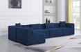 Meridian Furniture - Cube 144" Navy Fabric Upholstered 5pc. Sectional - 630Navy-Sec5D - GreatFurnitureDeal