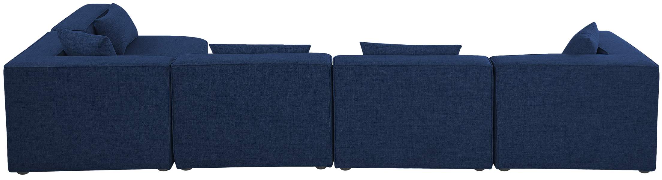 Meridian Furniture - Cube 144" Navy Fabric Upholstered 5pc. Sectional - 630Navy-Sec5D - GreatFurnitureDeal