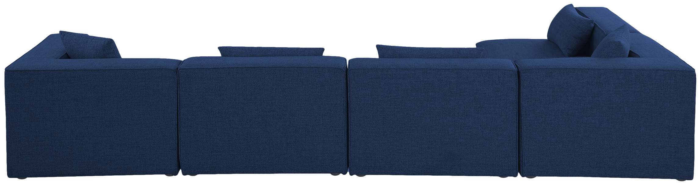Meridian Furniture - Cube 144" Navy Fabric Upholstered 5pc. Sectional - 630Navy-Sec5D - GreatFurnitureDeal