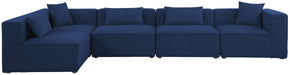 Meridian Furniture - Cube 144" Navy Fabric Upholstered 5pc. Sectional - 630Navy-Sec5D - GreatFurnitureDeal