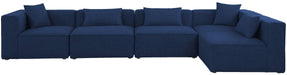 Meridian Furniture - Cube 144" Navy Fabric Upholstered 5pc. Sectional - 630Navy-Sec5D - GreatFurnitureDeal