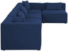 Meridian Furniture - Cube 144" Navy Fabric Upholstered 5pc. Sectional - 630Navy-Sec5D - GreatFurnitureDeal