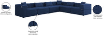 Meridian Furniture - Cube 144" Navy Fabric Upholstered 6pc. Sectional - 630Navy-Sec6A - GreatFurnitureDeal