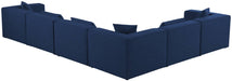 Meridian Furniture - Cube 144" Navy Fabric Upholstered 6pc. Sectional - 630Navy-Sec6A - GreatFurnitureDeal