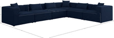 Meridian Furniture - Cube 144" Navy Fabric Upholstered 6pc. Sectional - 630Navy-Sec6A - GreatFurnitureDeal