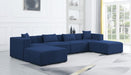 Meridian Furniture - Cube 144" Navy Fabric Upholstered 6pc. Sectional - 630Navy-Sec6B - GreatFurnitureDeal