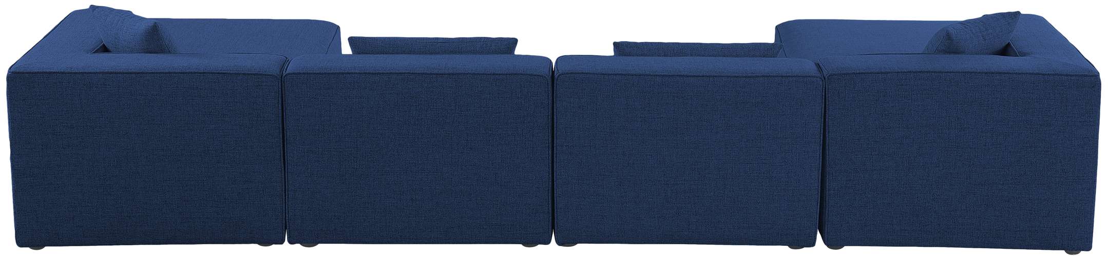 Meridian Furniture - Cube 144" Navy Fabric Upholstered 6pc. Sectional - 630Navy-Sec6B - GreatFurnitureDeal