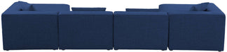 Meridian Furniture - Cube 144" Navy Fabric Upholstered 6pc. Sectional - 630Navy-Sec6B - GreatFurnitureDeal