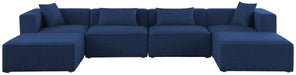 Meridian Furniture - Cube 144" Navy Fabric Upholstered 6pc. Sectional - 630Navy-Sec6B - GreatFurnitureDeal