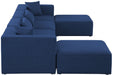 Meridian Furniture - Cube 144" Navy Fabric Upholstered 6pc. Sectional - 630Navy-Sec6B - GreatFurnitureDeal